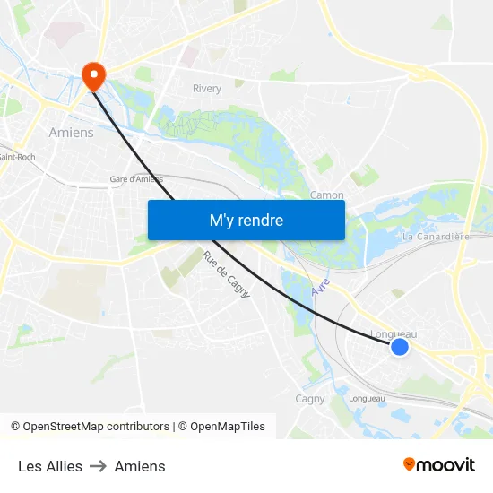 Les Allies to Amiens map