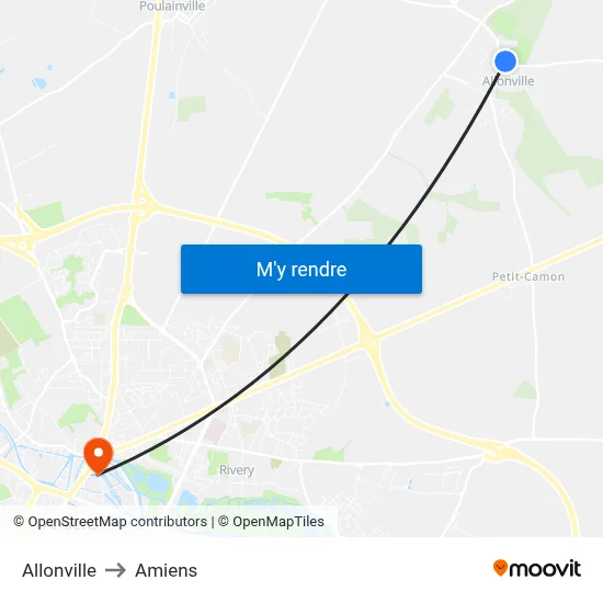 Allonville to Amiens map