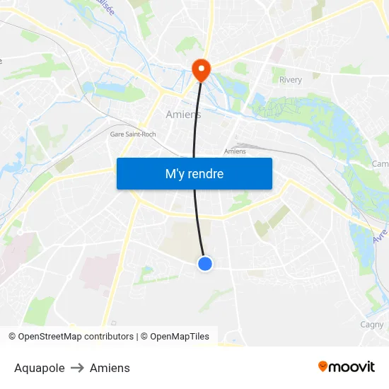 Aquapole to Amiens map