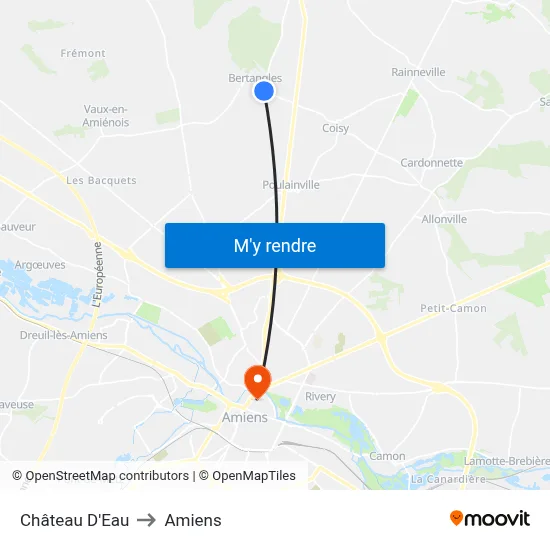 Château D'Eau to Amiens map
