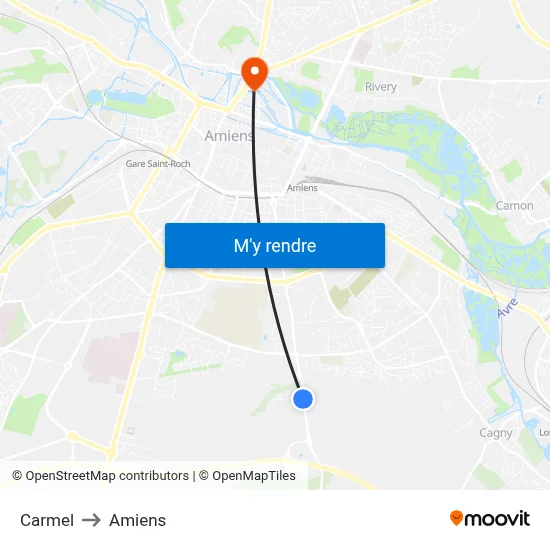 Carmel to Amiens map
