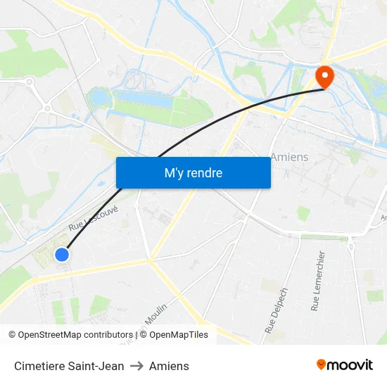 Cimetiere Saint-Jean to Amiens map