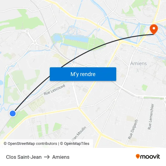 Clos Saint-Jean to Amiens map