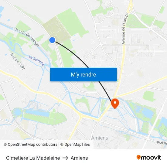 Cimetiere La Madeleine to Amiens map