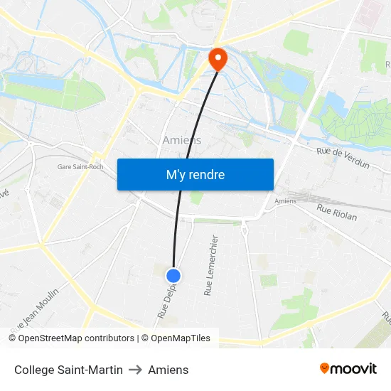 College Saint-Martin to Amiens map