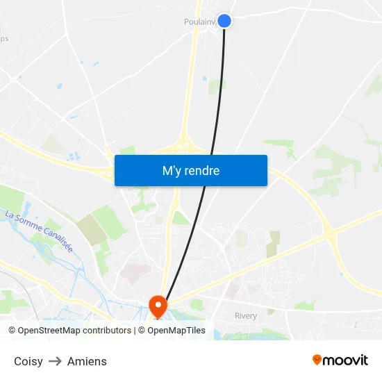 Coisy to Amiens map