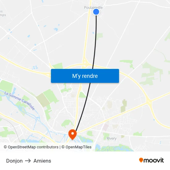 Donjon to Amiens map