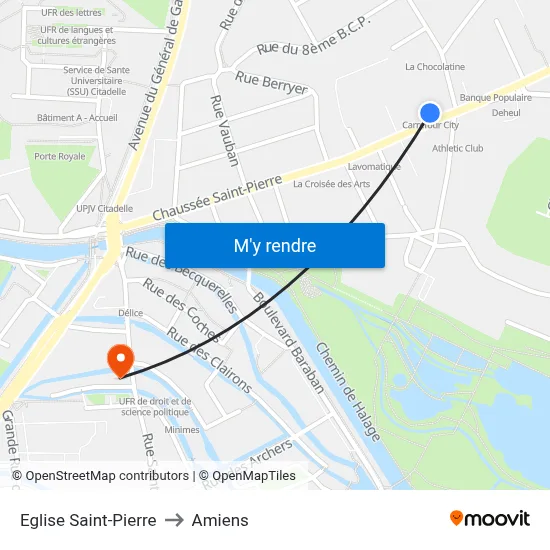 Eglise Saint-Pierre to Amiens map