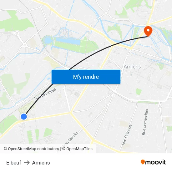 Elbeuf to Amiens map