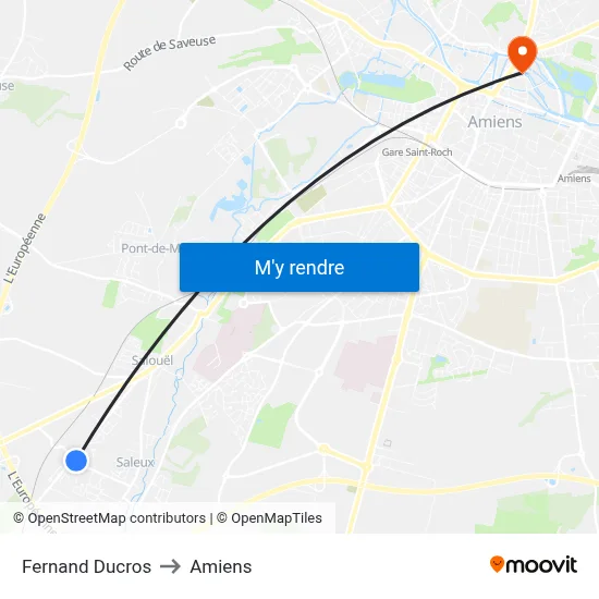 Fernand Ducros to Amiens map