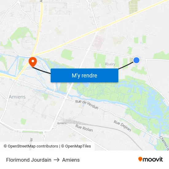 Florimond Jourdain to Amiens map
