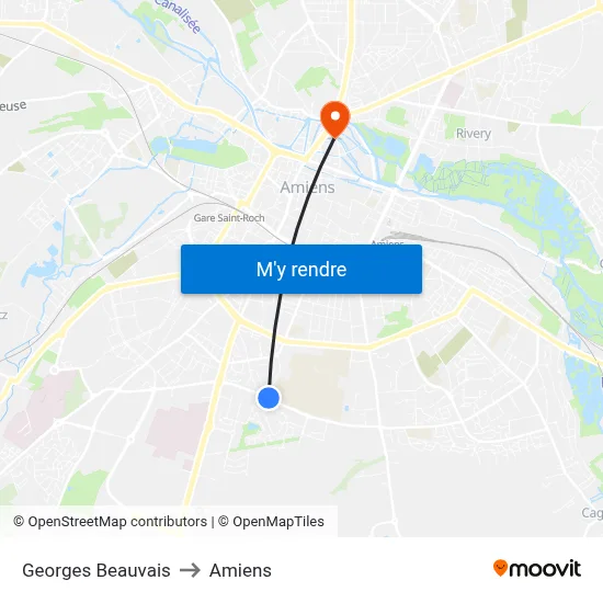 Georges Beauvais to Amiens map