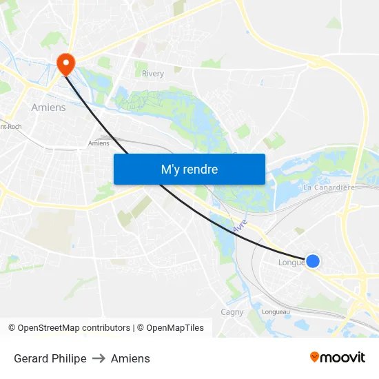 Gerard Philipe to Amiens map