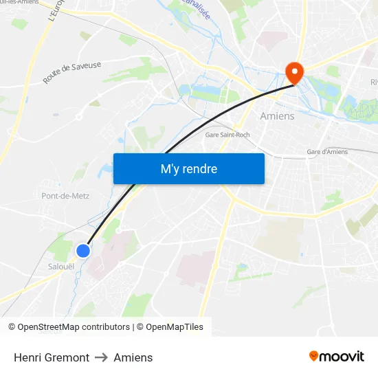 Henri Gremont to Amiens map