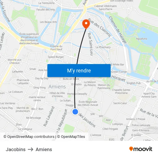 Jacobins to Amiens map