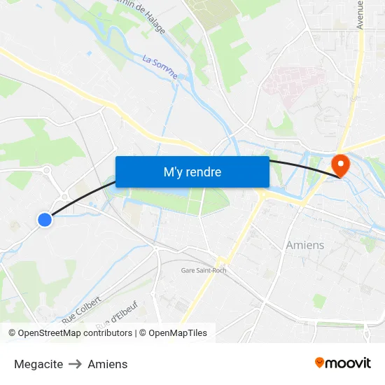Megacite to Amiens map