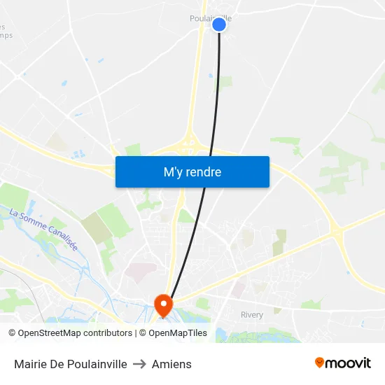 Mairie De Poulainville to Amiens map