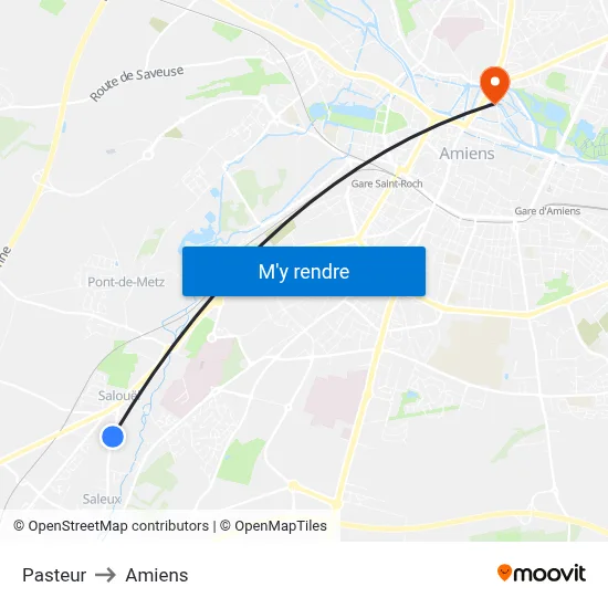 Pasteur to Amiens map