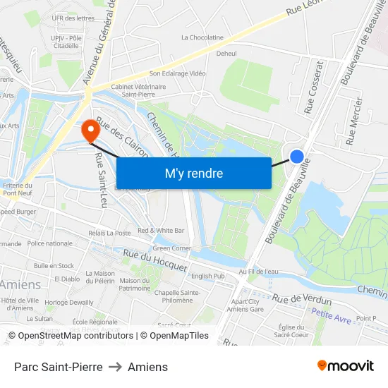 Parc Saint-Pierre to Amiens map