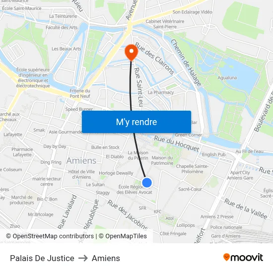 Palais De Justice to Amiens map