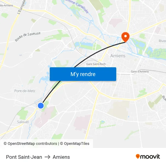 Pont Saint-Jean to Amiens map