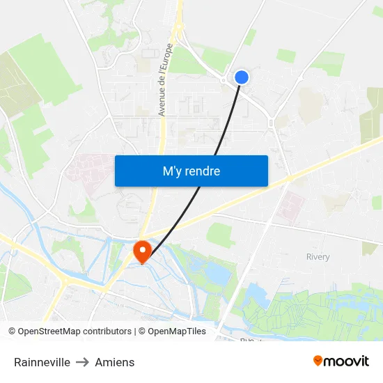 Rainneville to Amiens map