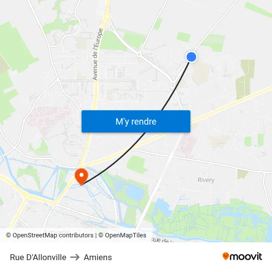 Rue D'Allonville to Amiens map