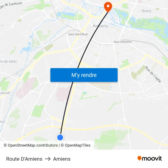 Route D'Amiens to Amiens map