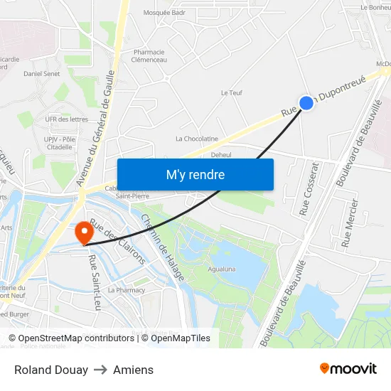 Roland Douay to Amiens map