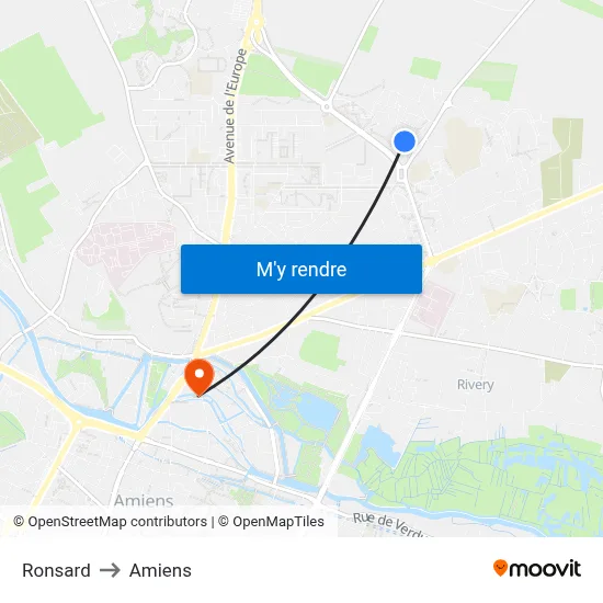 Ronsard to Amiens map