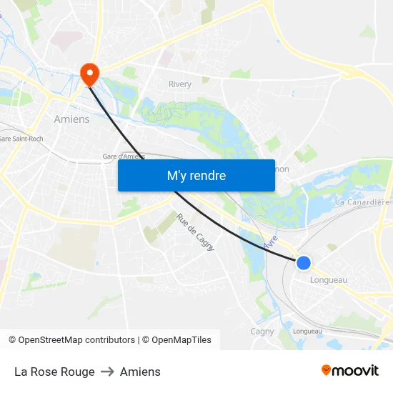 La Rose Rouge to Amiens map