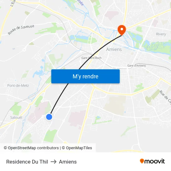 Residence Du Thil to Amiens map
