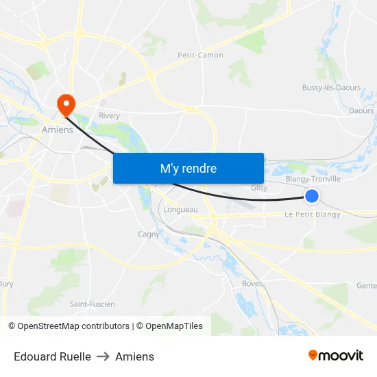 Edouard Ruelle to Amiens map