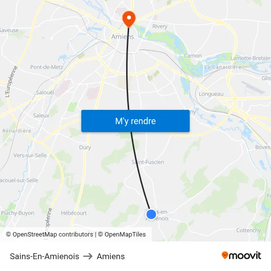 Sains-En-Amienois to Amiens map