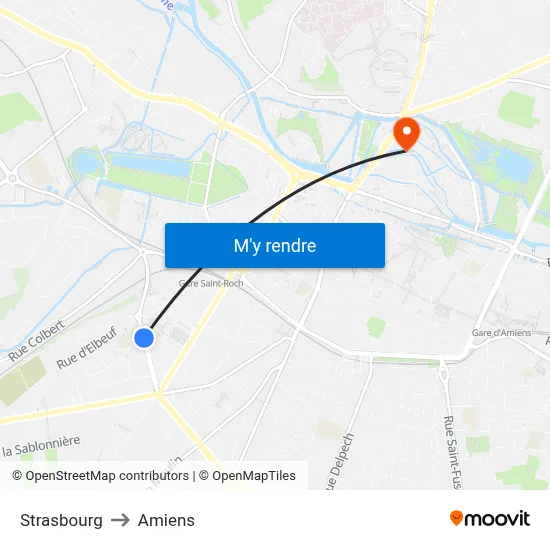 Strasbourg to Amiens map