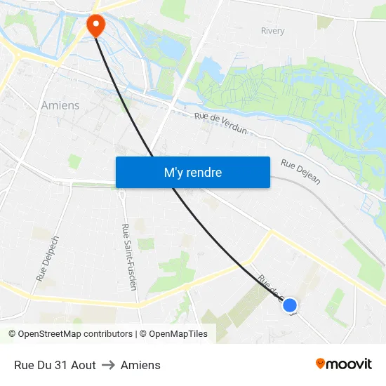 Rue Du 31 Aout to Amiens map