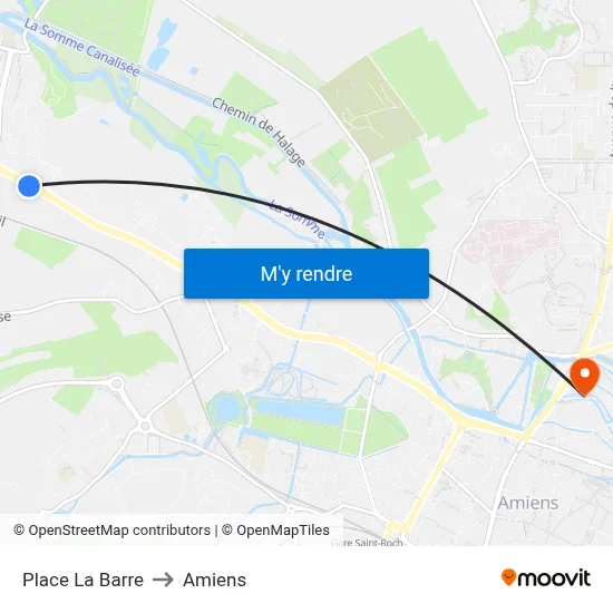 Place La Barre to Amiens map