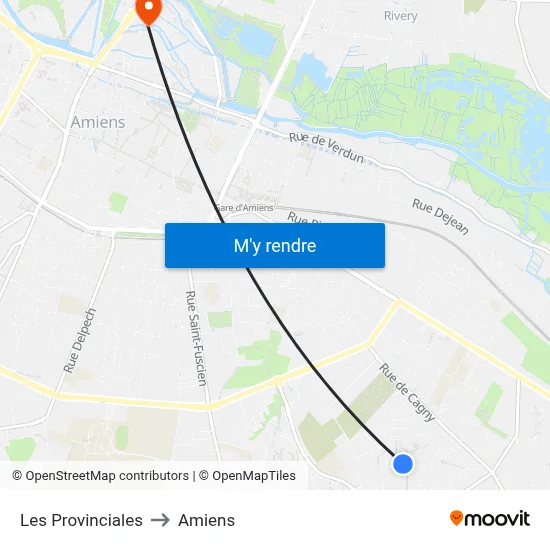 Les Provinciales to Amiens map