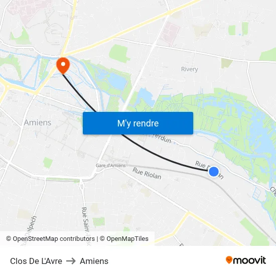 Clos De L'Avre to Amiens map