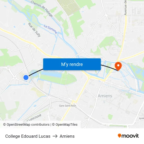 College Edouard Lucas to Amiens map