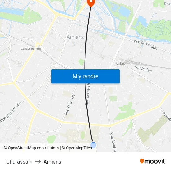 Charassain to Amiens map