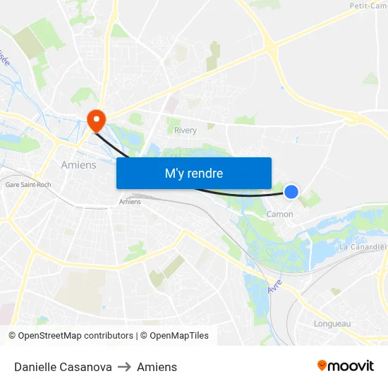 Danielle Casanova to Amiens map