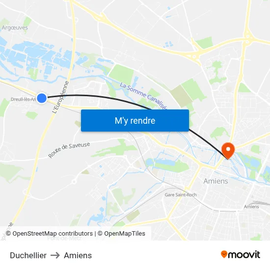 Duchellier to Amiens map