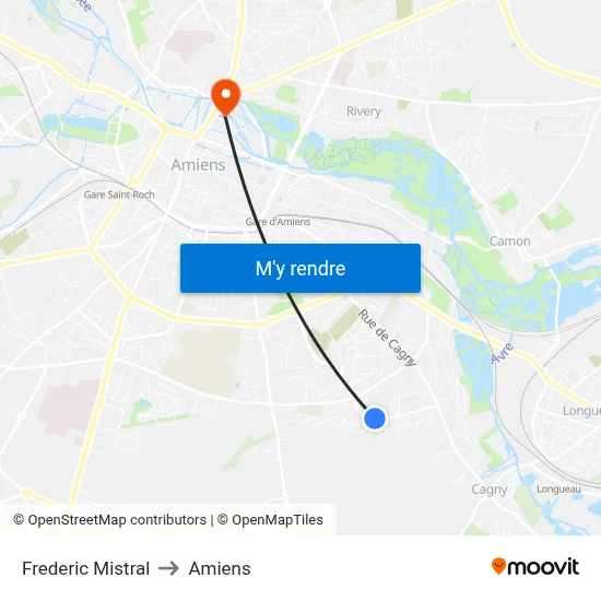 Frederic Mistral to Amiens map