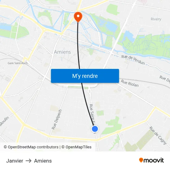 Janvier to Amiens map