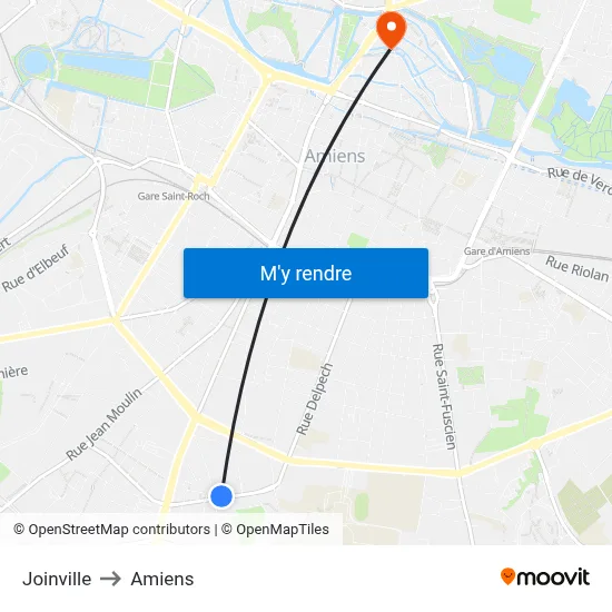 Joinville to Amiens map