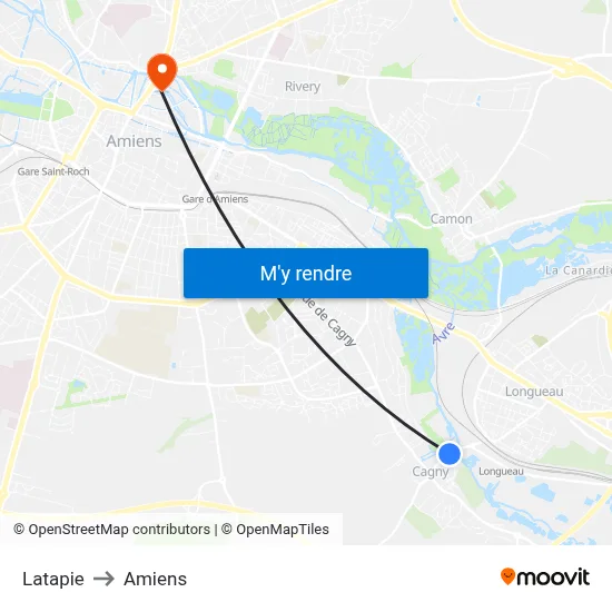 Latapie to Amiens map