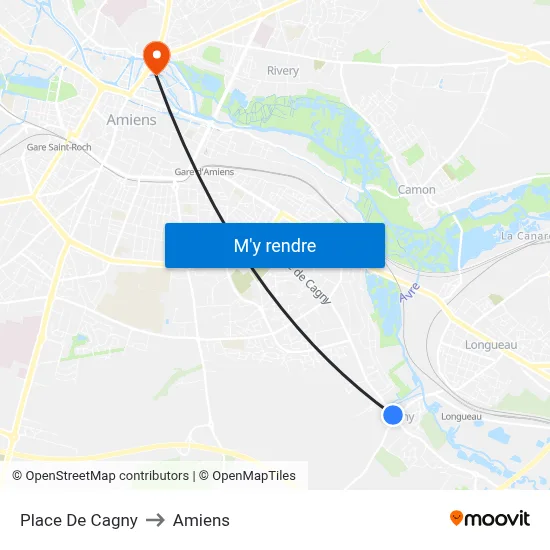 Place De Cagny to Amiens map