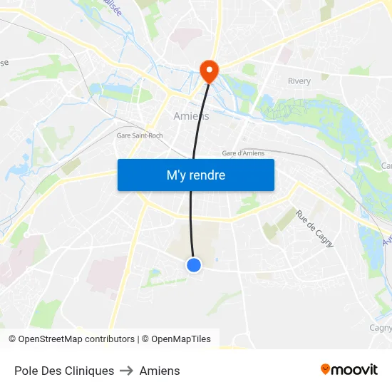 Pole Des Cliniques to Amiens map