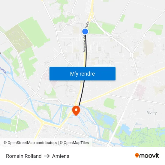 Romain Rolland to Amiens map